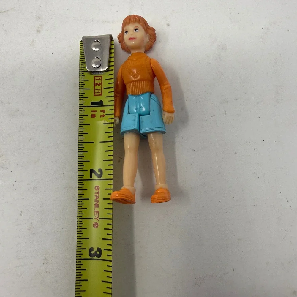 VTG Sweet Streets Miniature Girl Doll Figure Orange Sweater Blue Skirt 3.25 Inch
